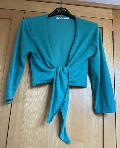 Turquoise beaded shrug - beaded,