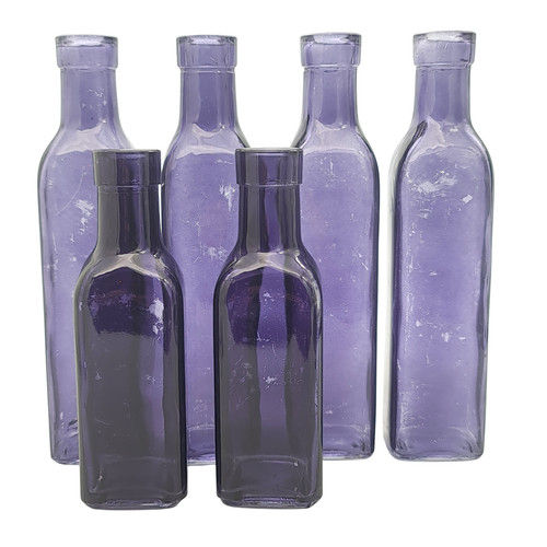Vintage coloured glass bottles - coloured,