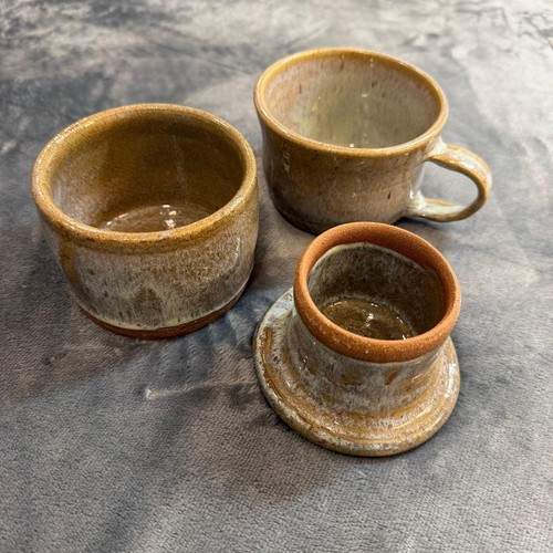 Handmade ceramic mug and small - and,