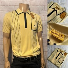 Gabicci Vintage "Darron" Short Sleeve Polo, Lemon, Medium, Archive Inspired,BNWT