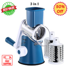 Geedel Rotary Cheese Grater 3-in-1 | Vegetable Slicer with 3 Drum Blades
