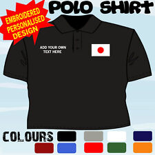 PERSONALISED JAPAN JAPANESE  FLAG EMBLEM T POLO SHIRT EMBROIDERED