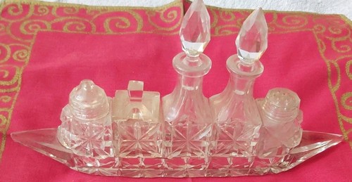 Vintage cut glass boat - cut,