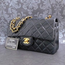 CHANEL Lamb Skin Black Double