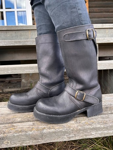 Vintage black leather engineer - vintage,