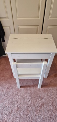 White wooden desk chair - white,