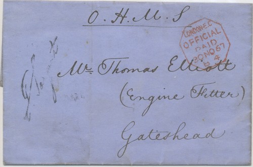 1867 cover from - , inland