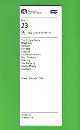 Tfgm bus timetable 23 - bus,