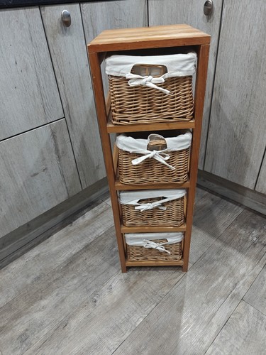 Wooden drawer wicker basket - wooden, 4