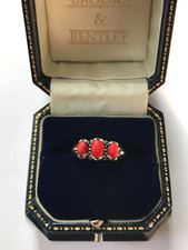 Coral Ring 925 Silver Coral Ring Silver Vintage Coral Ring - Size M 1/2