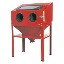 Sealey Shot Blasting Cabinet 890 x 570 x 1380mm Heavy Duty Steel Red SB973