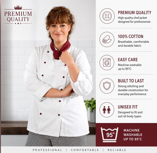 Womens cotton chef jacket - chef,