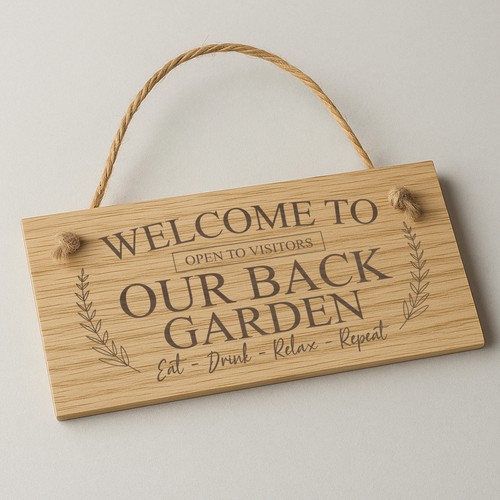 Back garden sign engraved - sign,