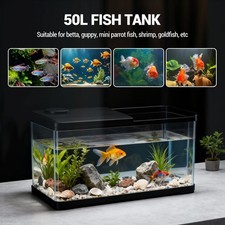 50L Aquarium Tank with Light, Ecological Acrylic Aquariums Starter Kits w/Cover