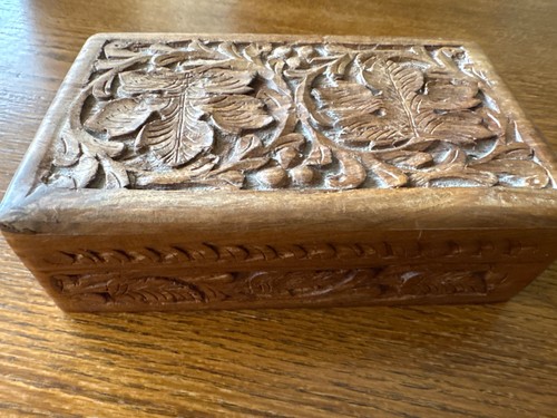 Carved wooden jewellery box - carved,