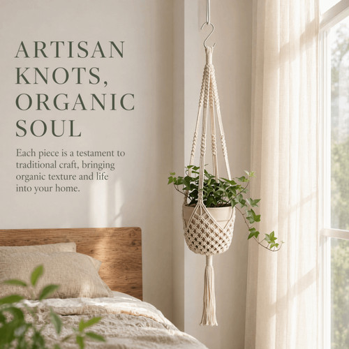 Hanging plant handmade macrame - hanging,