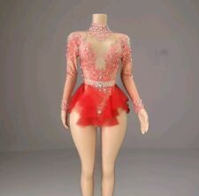Red Rhinestone Freestyle Dance Costume ADFP Inter Champ Size 8 10 U16 Adult