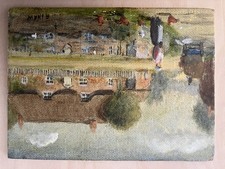 Bernard Shaw Original Miniature Oil Painting with easel - 14 x 10.5cm only