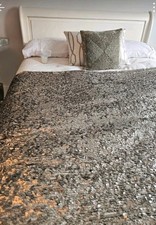 Beautiful Gunmetal Silver Sequinned Bed Throw Bedspread