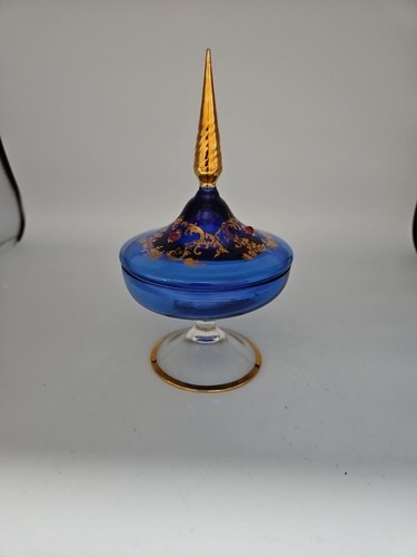 Vintage bohemian glass cobalt - vintage,