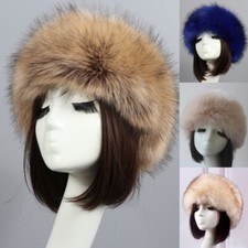 Furry Ladies Faux Fur Headband Hat Russian Winter Ski Ear Muff Warmer Cap Gifts