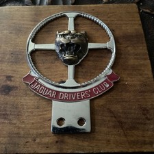 Jaguar Drivers Club Chrome Enamel Head Grille Car Badge Emblem Insignia Vintage