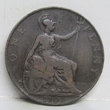 1903 One Penny Coin Edward VII British -   Good Grade #224