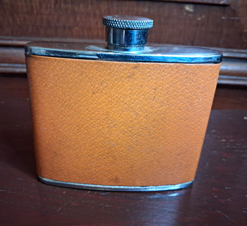 Vintage hip flask - vintage, leather