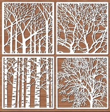 Stencil set tree forest - set, x4
