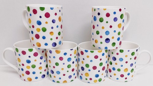 Polka dots painted effect mugs - polka,