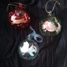 3 painted Glass Baubles