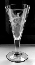 ANTIQUE GEORGIAN MASONIC ENGRAVED TALL WINE GLASS c.1830