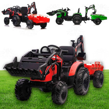 Kids Electric Ride On Car 24V COMBO TRACTOR 3 in 1 | Loader Trailer Digger + RC