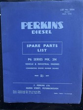 RARE 1952 Perkins P6 Series MK. 3N Diesel Engine Spare Parts List Manual -