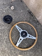 Geniune Classic Moto Lita 15 Inch Steering Wheel With JAGUAR  Hub And Horn Push