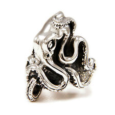OCTOPUS KRAKEN 925 STERLING SILVER BIKER JEWELRY GOTHIC ROCKABILLY RING tan-r037