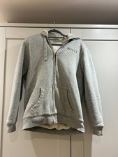 Jack Wills Full Zip Hoodie Jacket Fleece Lined Grey Long Sleeve Mens M