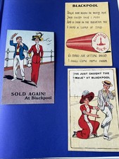 Humourous Vintage Blackpool Postcards Circa 1915 Set Of 3