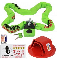 MAMMOTH Motorcycle Lock & Chain + Ground Anchor Heavy Duty SOLD SECURE GOLD