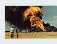 Postcard Oil Well Fire Scene