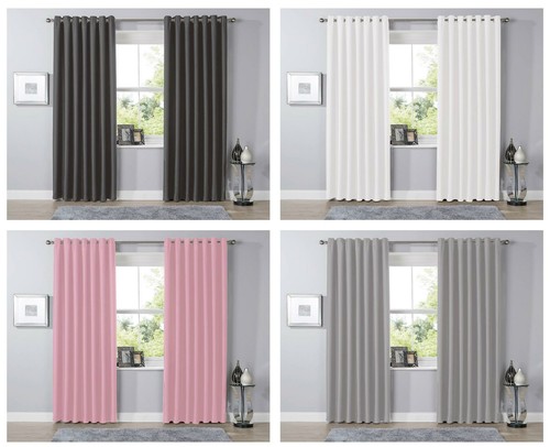 Blackout eyelet curtains - blackout, black
