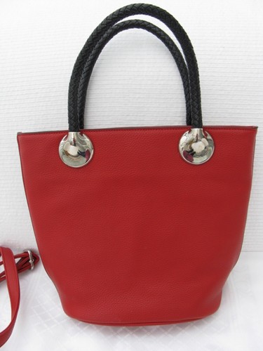 Red faux leather bag - faux, with