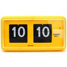 TWEMCO Rectangular Style Retro Bedroom Desktop Flip Clock QT30 Yellow  - GQT30Y