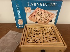 Labyrinth Board Game Solid Wood Maze Excellent Condition