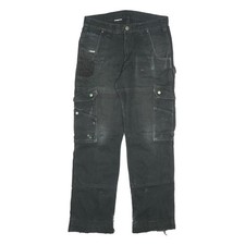 CARHARTT Mens Black Regular Fit Cargo Trousers W30 L30 Workwear Durable Cotton