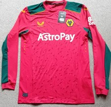 WOLVERHAMPTON WANDERERS F.C. RED Long Sleeve Away Shirt - Size Medium