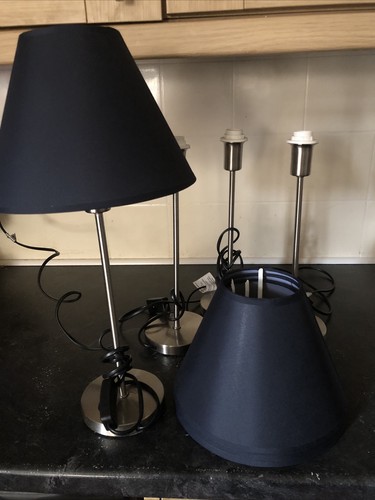 Silver stem table lamps - table,