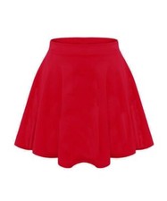 Girls Kids Women Ladies Skater Mini Skirt Flared High Waist Stretch School Skirt