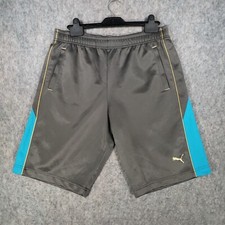 Puma Shorts Mens Medium Grey Blue Cat Logo Boxing Casual Gym Running Lounge