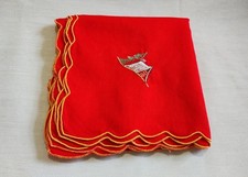 Vintage Cotton Napkins Festive Red Scalloped Edge Alpine Embroidery Set of 4